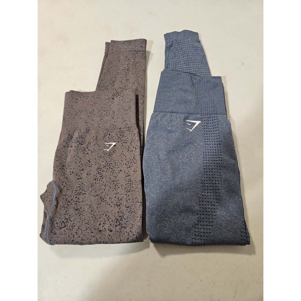 Gymshark 2pair Vital Seamless 2.0/fleck Leggings Size Small Blue/purple(1641